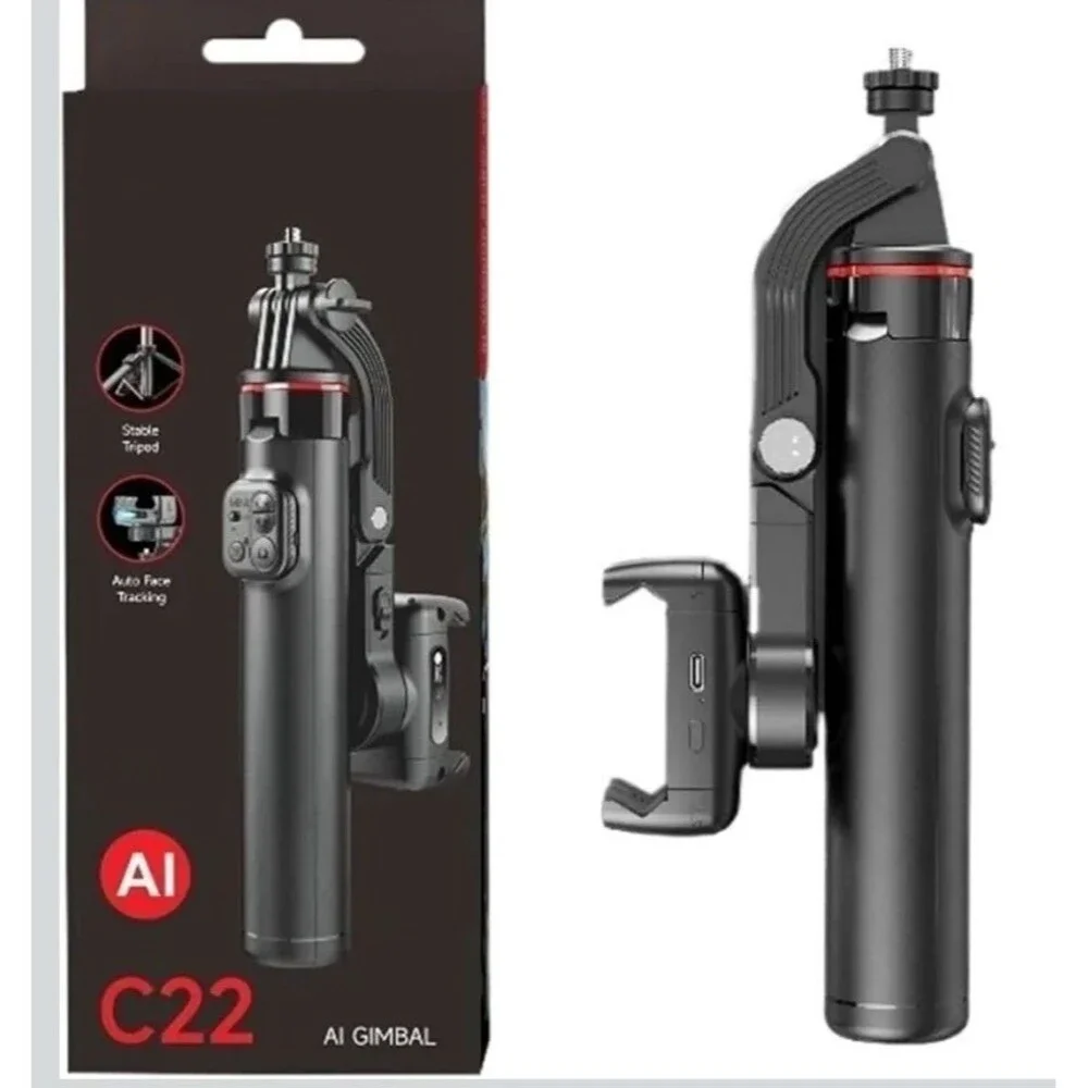C22 AI Face Tracking Handheld Gimbal Stabilizer 360° Rotation Shoot Selfie Stick